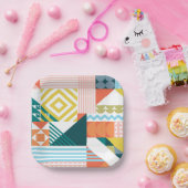 カラーシェイプパターン ペーパープレート (パーティー)