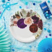 カラーシックはっきりしたフローラグリーナリーホワイト結婚ズ ペーパープレート (パーティー)