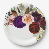 カラーシックはっきりしたフローラグリーナリーホワイト結婚ズ ペーパープレート (正面)