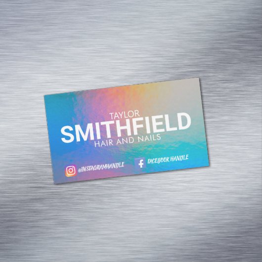 カラーシフトネオン光ホログラフィックトレンディー マグネット名刺 (インサイチュ)