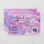 カラーシフトホログラフィックパープルビジネス サンキューカード (正面/裏面)