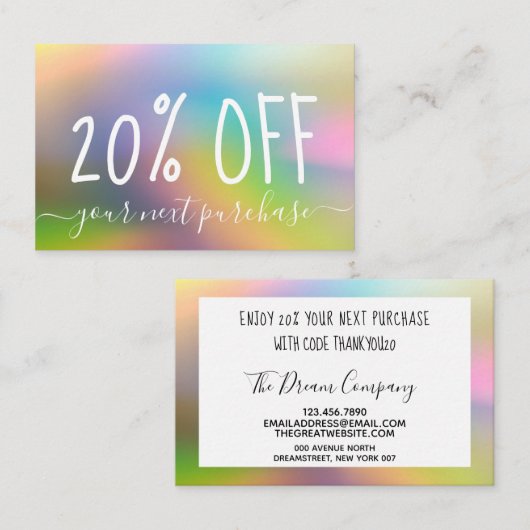 カラーシフト割引クーポンカード 名刺 (正面/裏面)