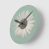 カラーシポップ・アートのーホムグリーンのデイジー ラウンド壁時計 (傾斜)