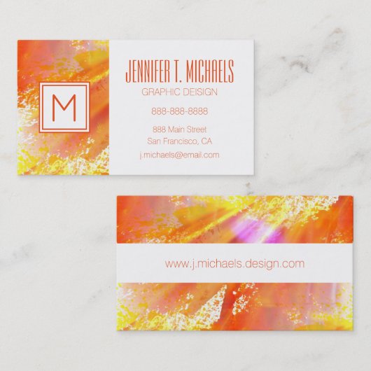 カラーシームレスアート背景黄色、オレンジ色 名刺 (正面/裏面)
