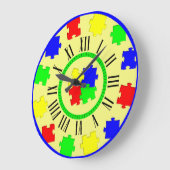 カラージグソーパズルピース、ローマ数字（分） ラージ壁時計 (傾斜)