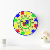 カラージグソーパズルピース、ローマ数字（分） ラージ壁時計 (ホーム)
