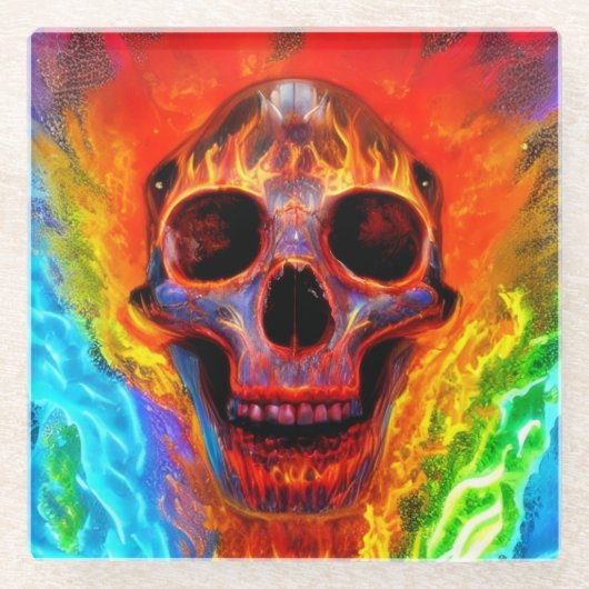 カラースカル ガラスコースター (正面)