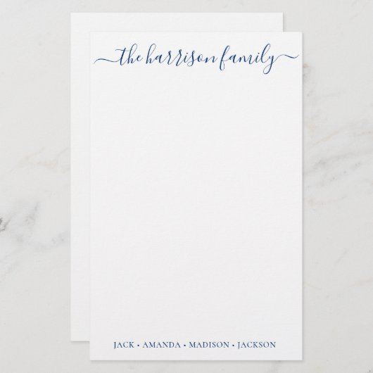 カラースクリプトファミリパーソナライズされたステーショナリー 便箋 (正面/裏面)