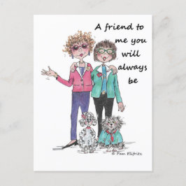 カラースケッチアート2人の女の子の友だち ポストカード