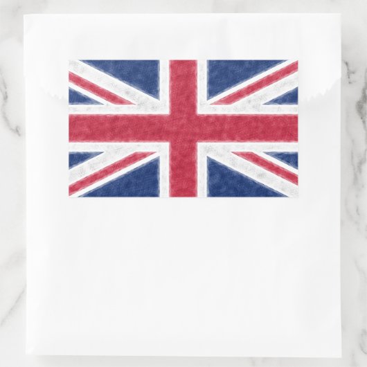 カラースケッチ効果イギリス国旗のユニオンジャック 長方形シール (バッグ)