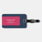 カラースタイリッシュブロックダークブルー&ダークピンク ラゲッジタグ (裏面横)