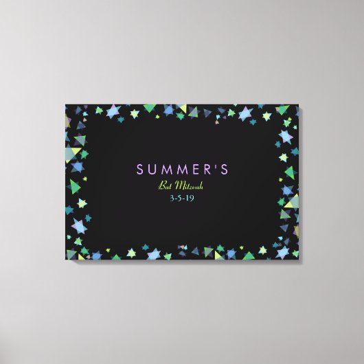 カラースターバーバルミツワーサインインボード キャンバスプリント (正面)