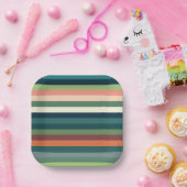 カラーストライプパーティー ペーパープレート (パーティー)