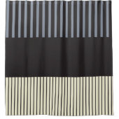 カラーストライプポップ・アートのカラー – ブラック、グレー、クリーム シャワーカーテン (正面)