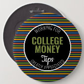 カラーストライプ |ヒントを参照 |大学のお金 缶バッジ (正面&裏面)