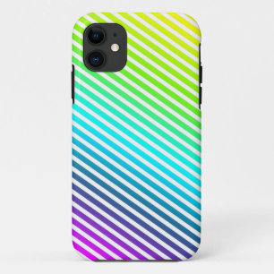 カラーストライプ – 黄色の緑の青い紫 iPhone 11 ケース