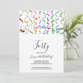 カラーストリーマー&紙吹雪40歳の誕生日 招待状 (スタンド正面)