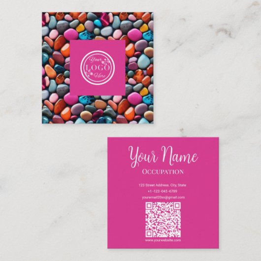 カラーストーンピンクの名刺 スクエア名刺 (正面/裏面)