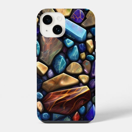 カラーストーン モザイク パターン iPhoneケース (裏面)