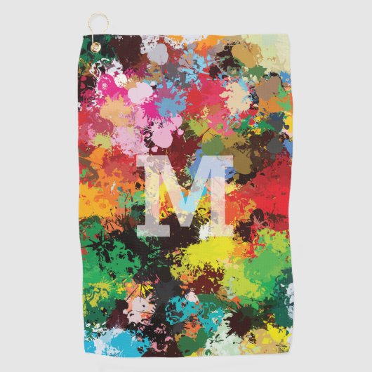 カラースプモダンラット抽象芸術アート ゴルフタオル (正面)