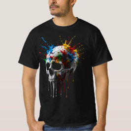 カラースプラッシュのドクロTシャツ | アーティスティックなドクログラフィック Tシャツ