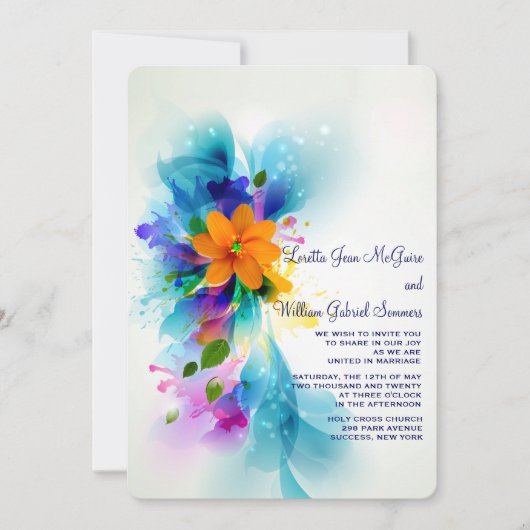 カラースプラッシュの招待状 招待状 (正面)