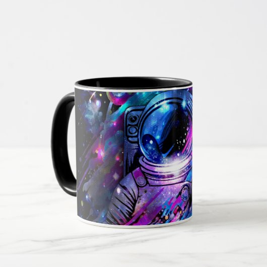 カラースプラッシュの星空宇宙飛行士 マグカップ (正面左)