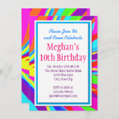 カラースプラッシュはっきりしたバースデーパーティ招待状 招待状 (正面/裏面)