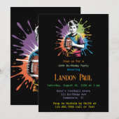 カラースプラッシュサッカー誕生日パーティー 招待状 (正面/裏面)