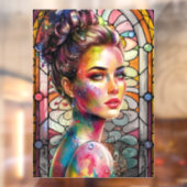 カラースプラッシュスタイリッシュを使用した3Dウォーターカラーレディ顔 ウィンドウサイン (シート2)