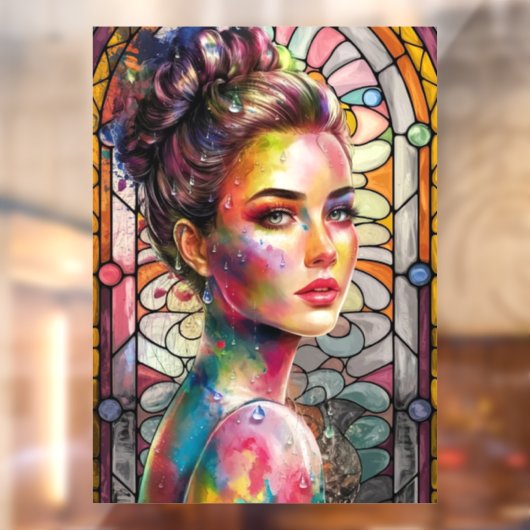 カラースプラッシュスタイリッシュを使用した3Dウォーターカラーレディ顔 ウィンドウサイン (シート2)