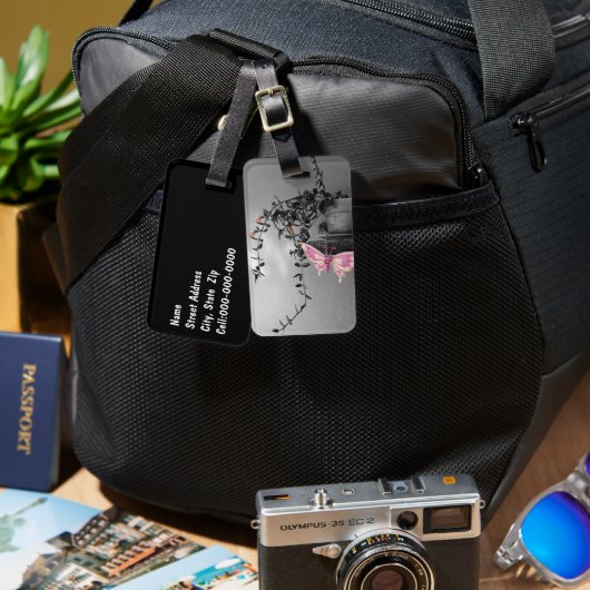 カラースプラッシュバタフライ静物写真 ラゲッジタグ (正面&裏面)