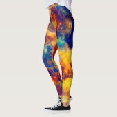 カラースプラッシュブルーレッドイエローティール（緑がかった色）数々のカラー レギンス (左)