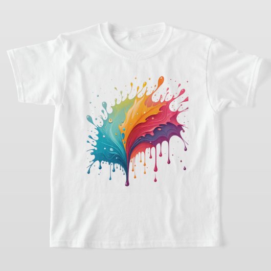 カラースプラッシュ抽象芸術Tシャツデザイン Tシャツ (レイダウン)