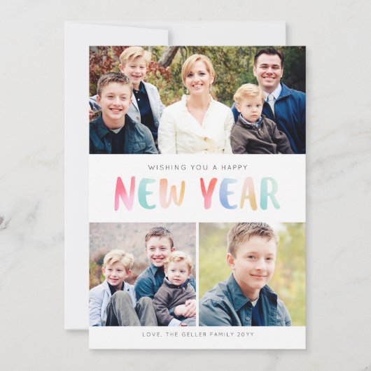 カラースプラッシュ新年の写真カード シーズンカード (正面)
