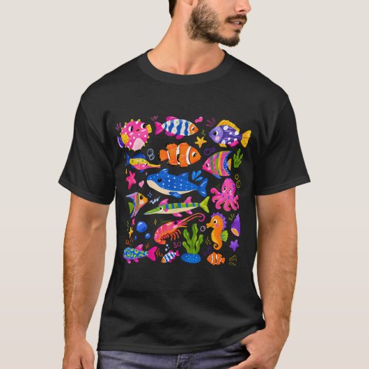 カラースプラッシュ海の友達ステッカーセット Tシャツ (正面)