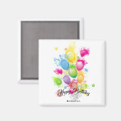 カラースプラッシュ誕生日バルーン マグネット (正面/裏面)