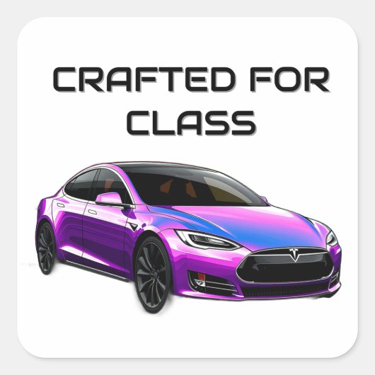 カラースプラッシュ鮮やか付き電気自動車 スクエアシール (正面)