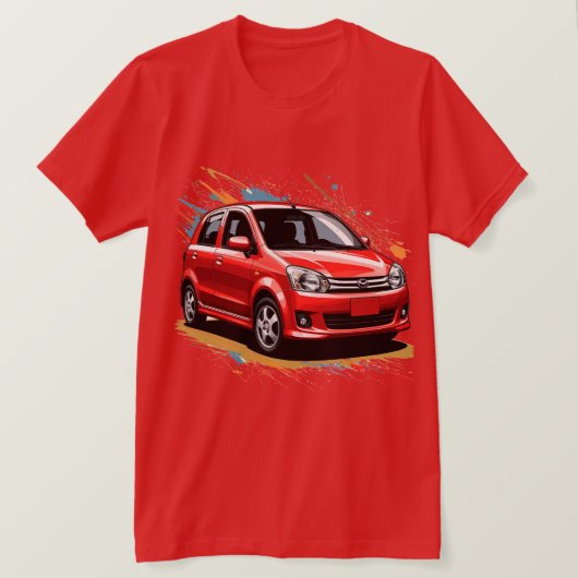 カラースプラッシュ鮮やか付き電気自動車 Tシャツ (デザイン正面)