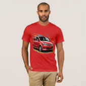 カラースプラッシュ鮮やか付き電気自動車 Tシャツ (正面フル)