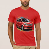 カラースプラッシュ鮮やか付き電気自動車 Tシャツ (正面)