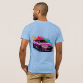 カラースプラッシュ鮮やか付き電気自動車 Tシャツ (裏面フル)