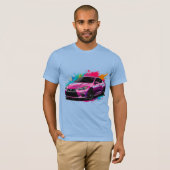 カラースプラッシュ鮮やか付き電気自動車 Tシャツ (正面フル)