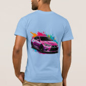 カラースプラッシュ鮮やか付き電気自動車 Tシャツ (裏面)