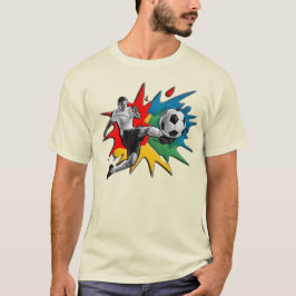 カラースプラッシュ サッカー キック Tシャツ デザイン"
