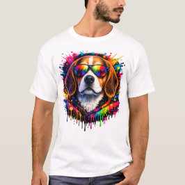 カラースプラッシュ ビーグル ストリートアートTシャツ | 犬  Tシャツ