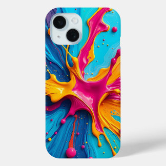 カラースプラッシュ ブルー ピンク イエロー iPhoneケース iPhone 15ケース