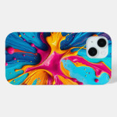 カラースプラッシュ ブルー ピンク イエロー iPhoneケース Case-Mate iPhoneケース (裏面 (横))
