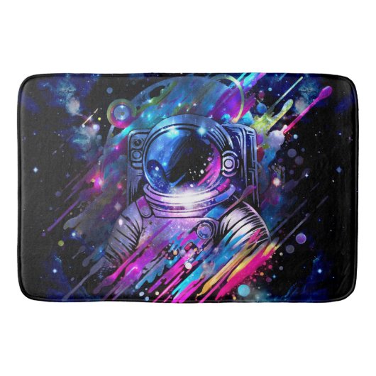 カラースプラッシュ 星空 宇宙飛行士 バスマット (正面)