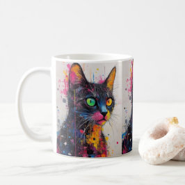 カラースプラッシュ 猫 コーヒーマグカップ - 猫好きな方への鮮やかなギフト